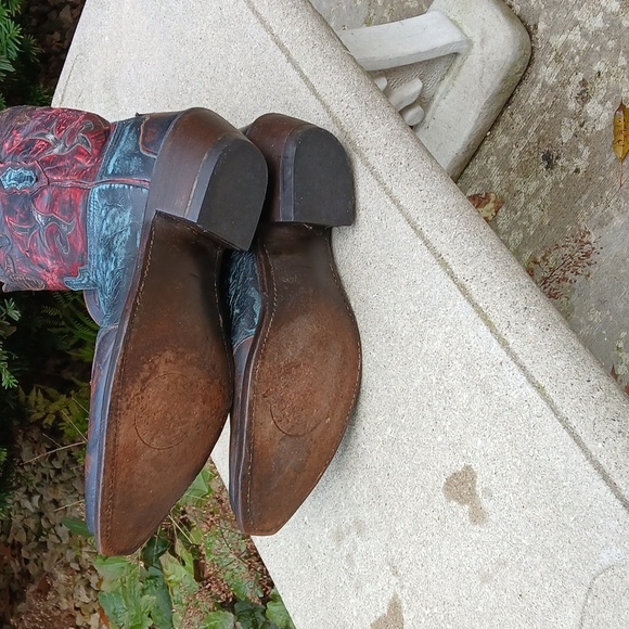 Lucchese Stonewashed Goat Cowgirl Boot Robins Egg N9320 sz 9 - Picture 7 of 16